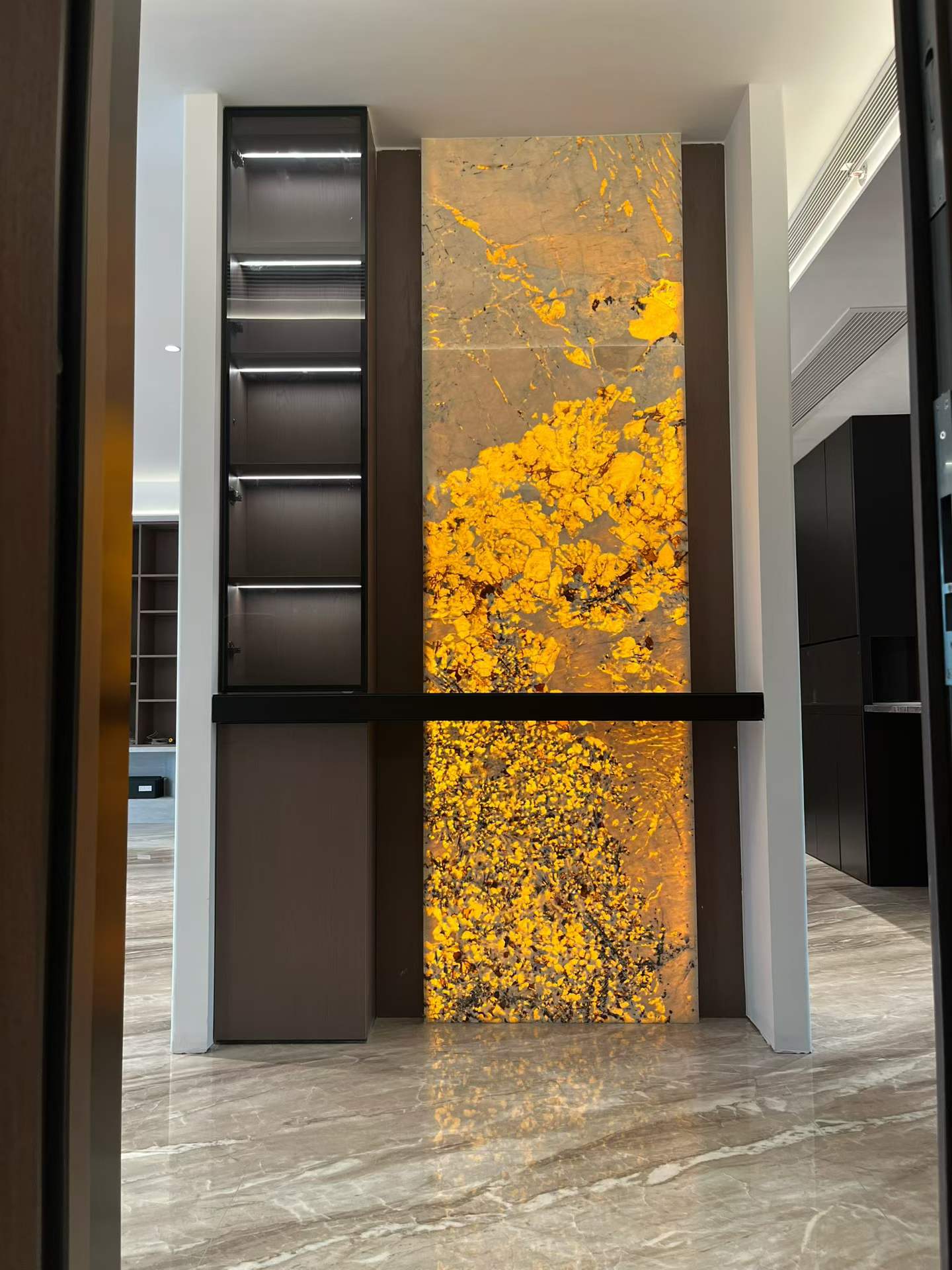 Custom Backlit Natural Stone Feature Wall