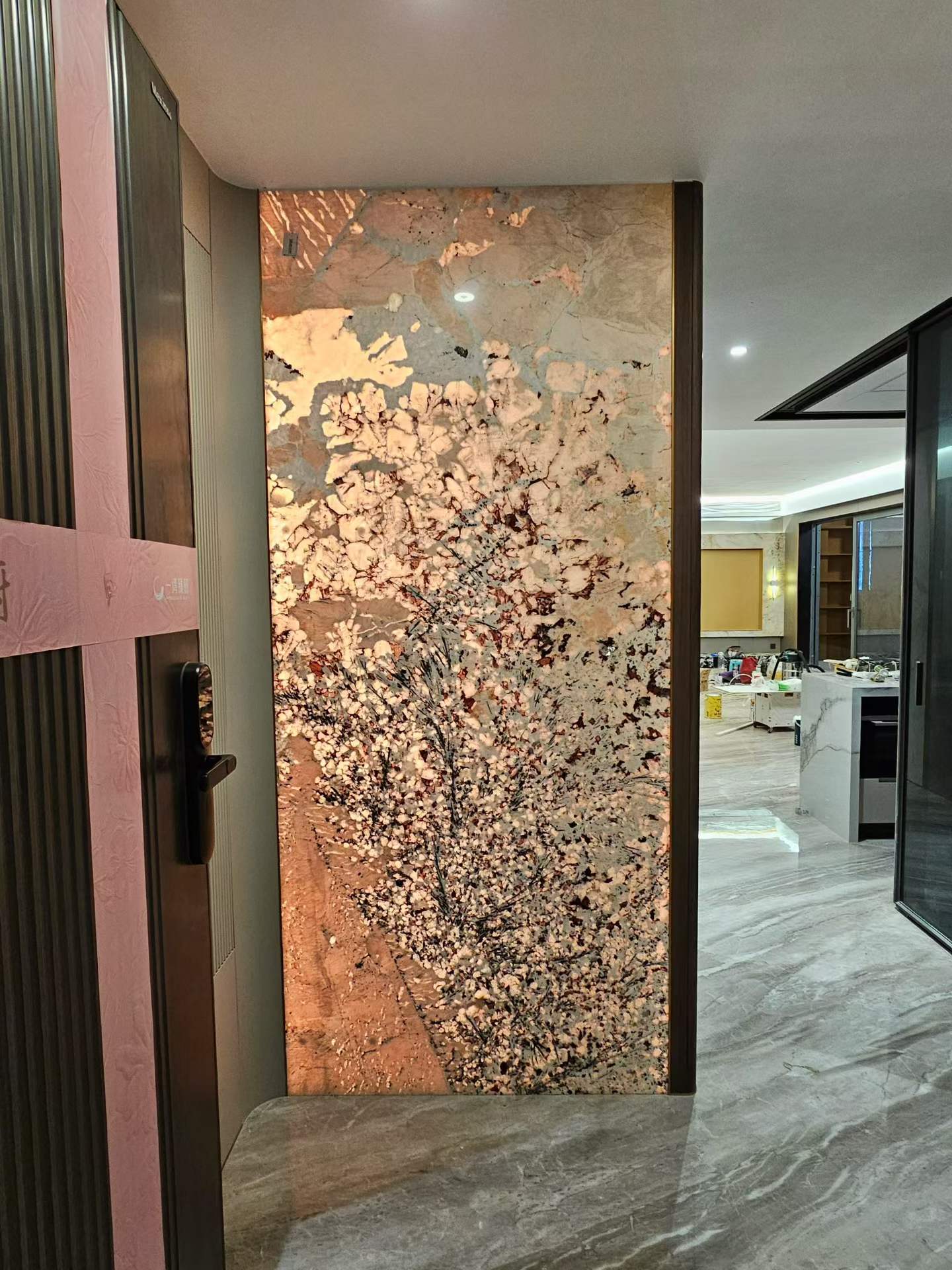 Custom Backlit Natural Stone Feature Wall