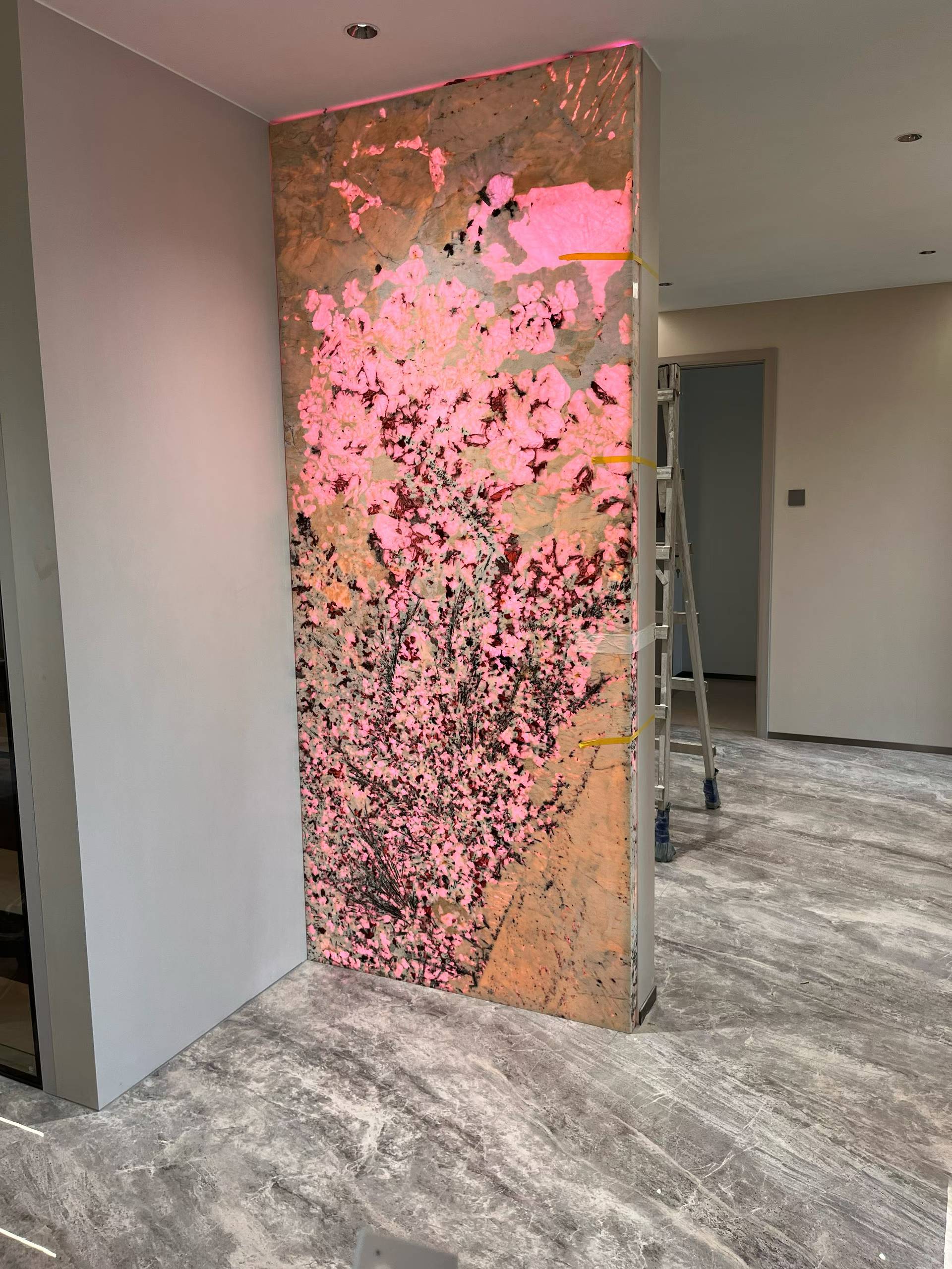 Custom Backlit Natural Stone Feature Wall