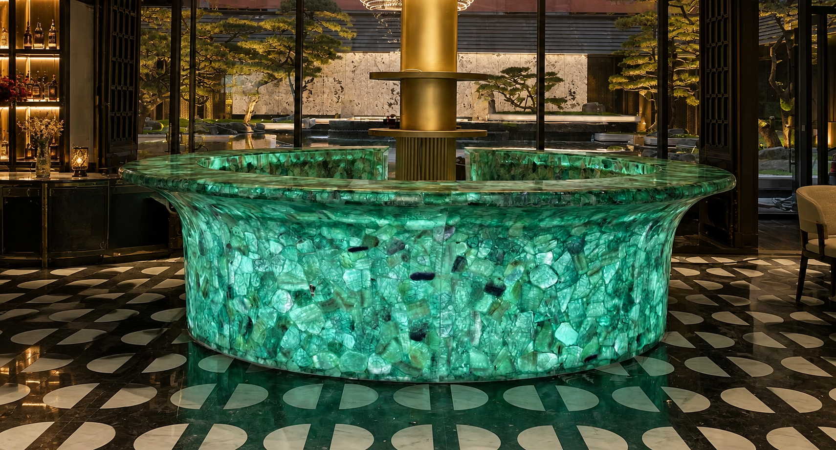 Custom Backlit Reception & Feature Counter