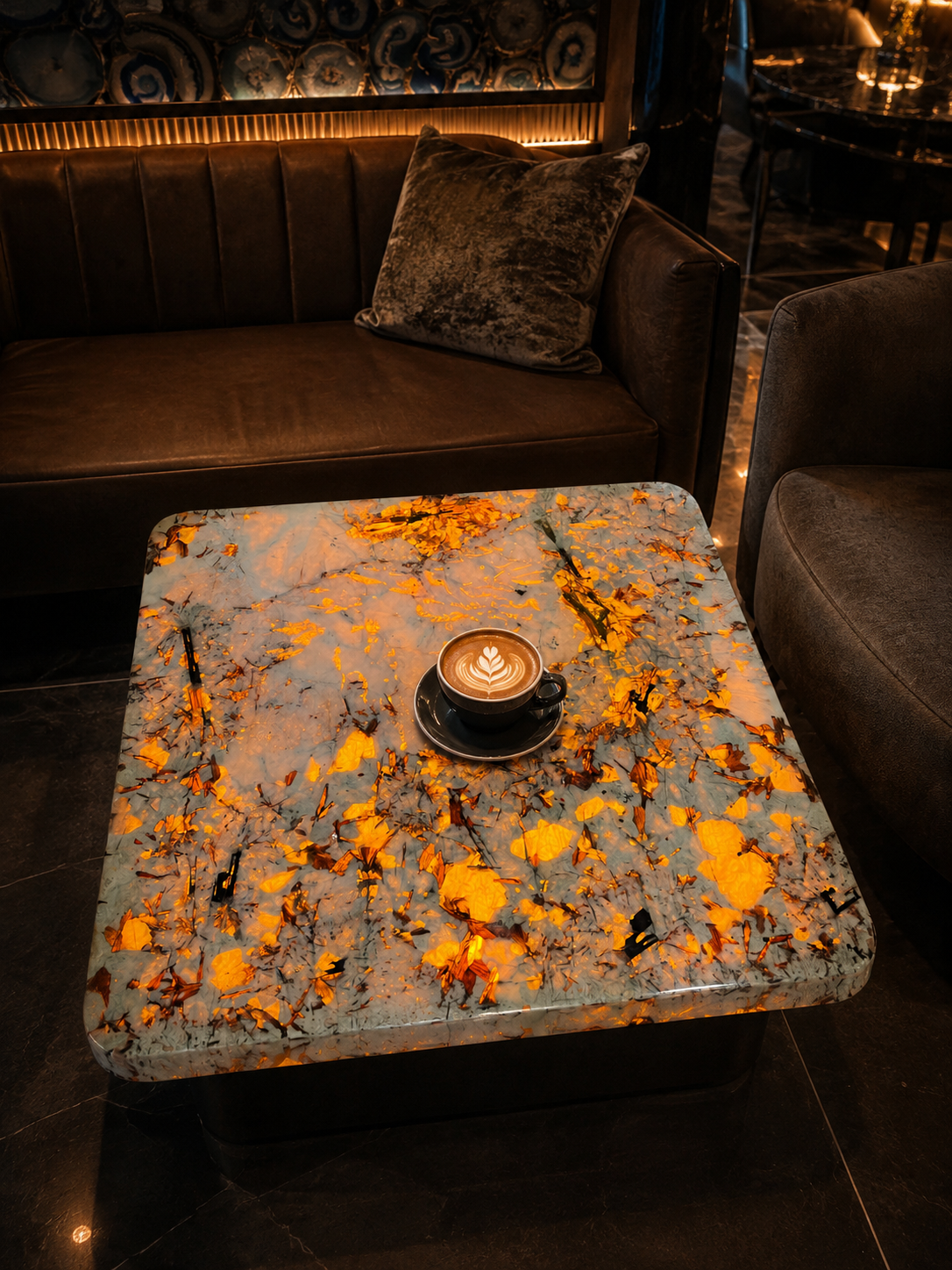 Custom Backlit Natural Stone Table