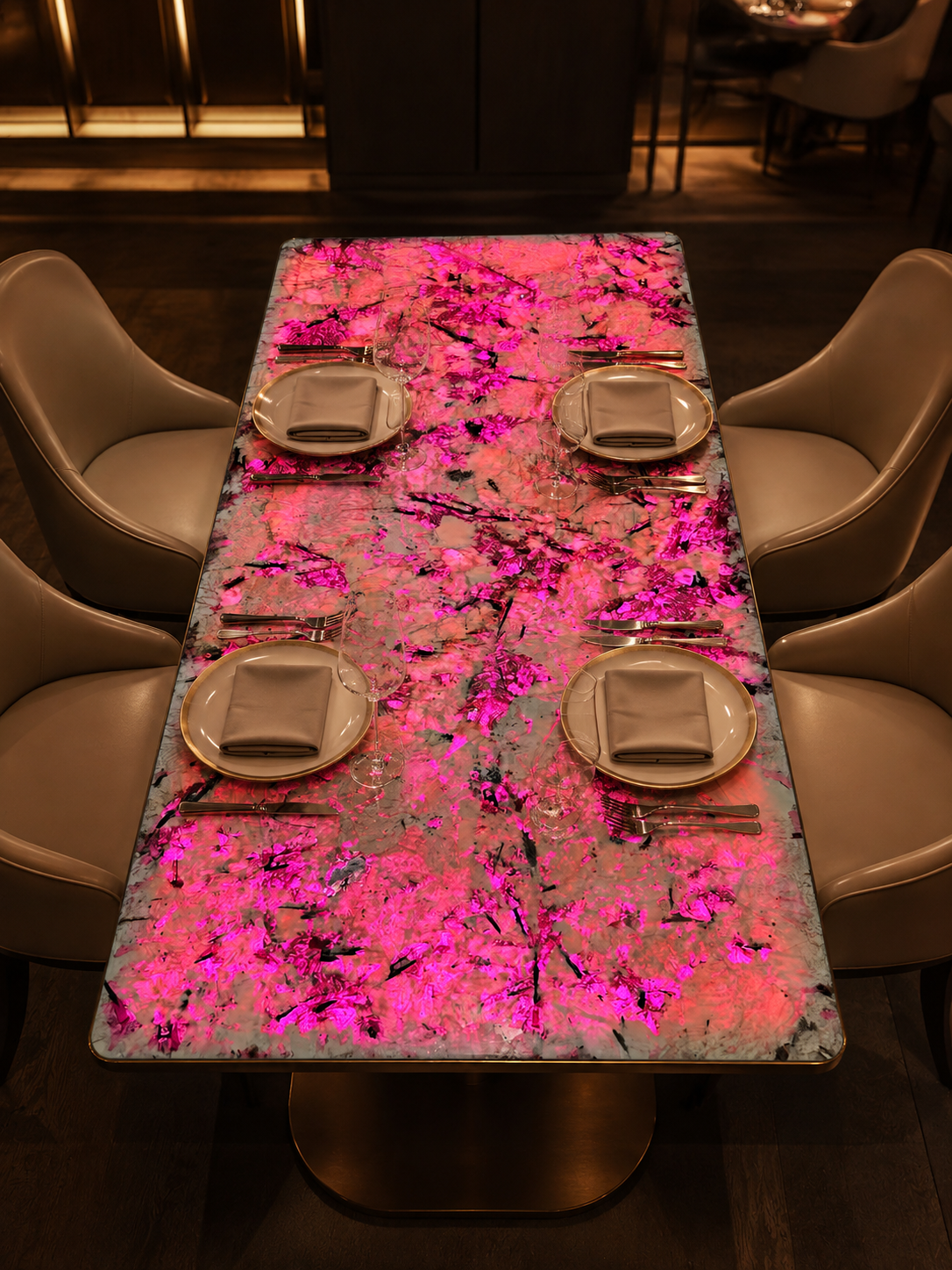 Custom Backlit Natural Stone Table
