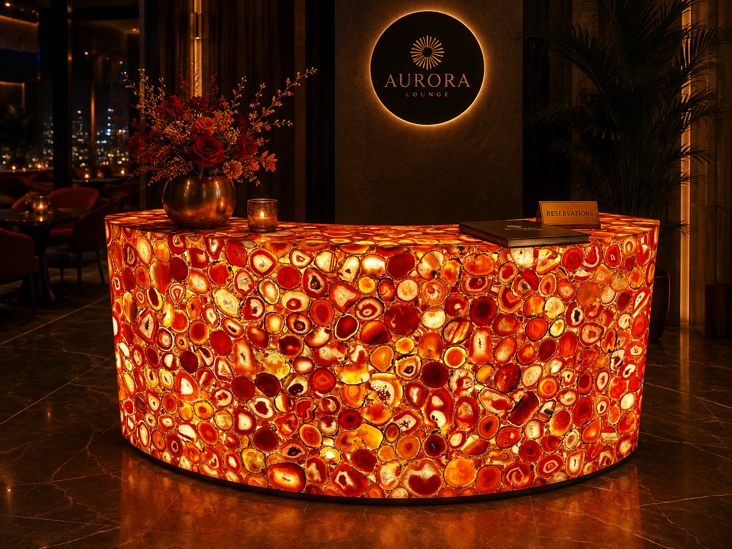 Case 01 — Shenzhen Private Club Backlit Natural Stone Feature Counter