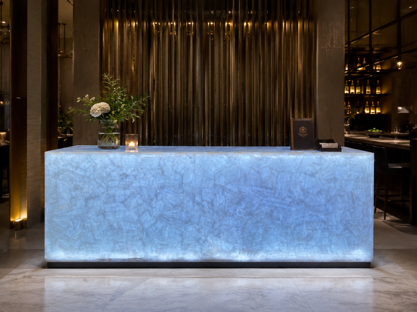 Custom Backlit Reception & Feature Counter