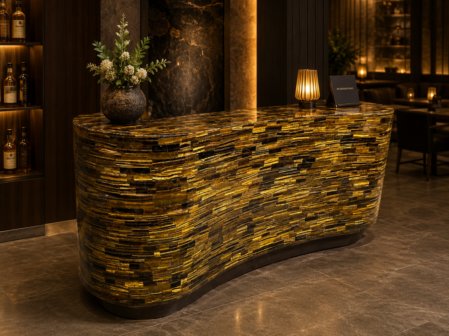 Custom Backlit Reception & Feature Counter